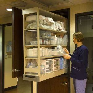 Pull-Out Storage for Decentralized Nurse Station Outside of Patient's Room